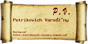 Petrikovich Varsány névjegykártya
